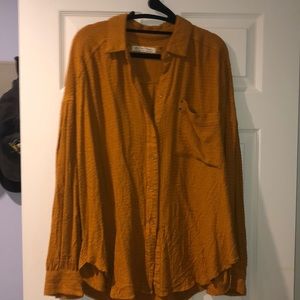 Free People waffle knit button up